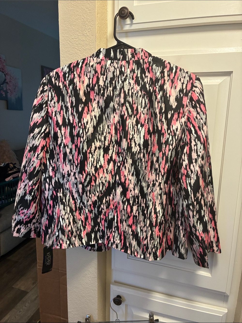 Kasper strawberry multi Open Front Patterned suit Jacket NWT - Picture 6 of 10